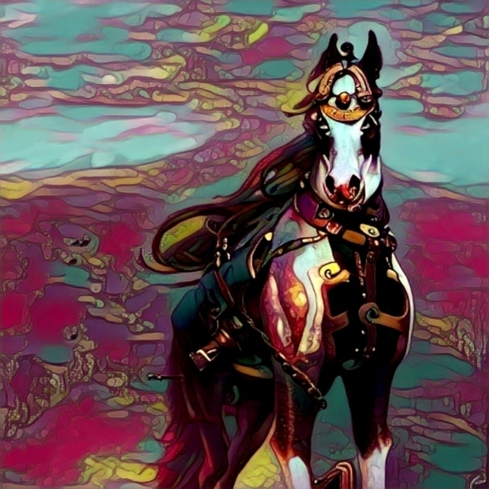 STEAMPUNK Steed Original Print On 8x10 Canvas Signed By Artist - Picture 1 of 1